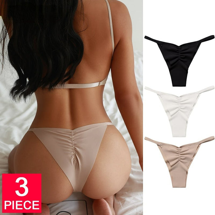 Women Fashion 3PCS/Set Ice Silk Panties Low-Rise Temptation Lingerie Female G String Underwear No Trace Thong Intimates Image 1