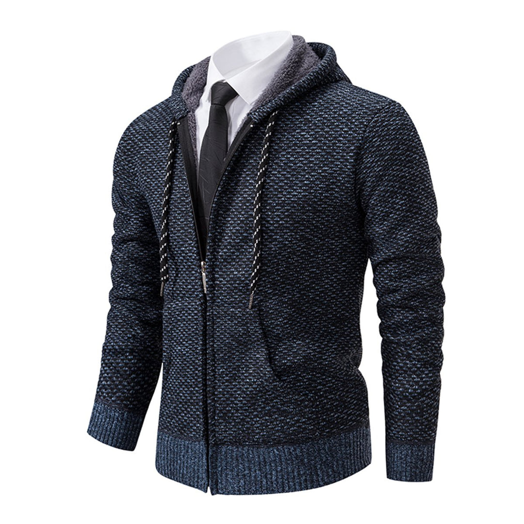 Mens solid color casual plus velvet warm cardigan Image 4