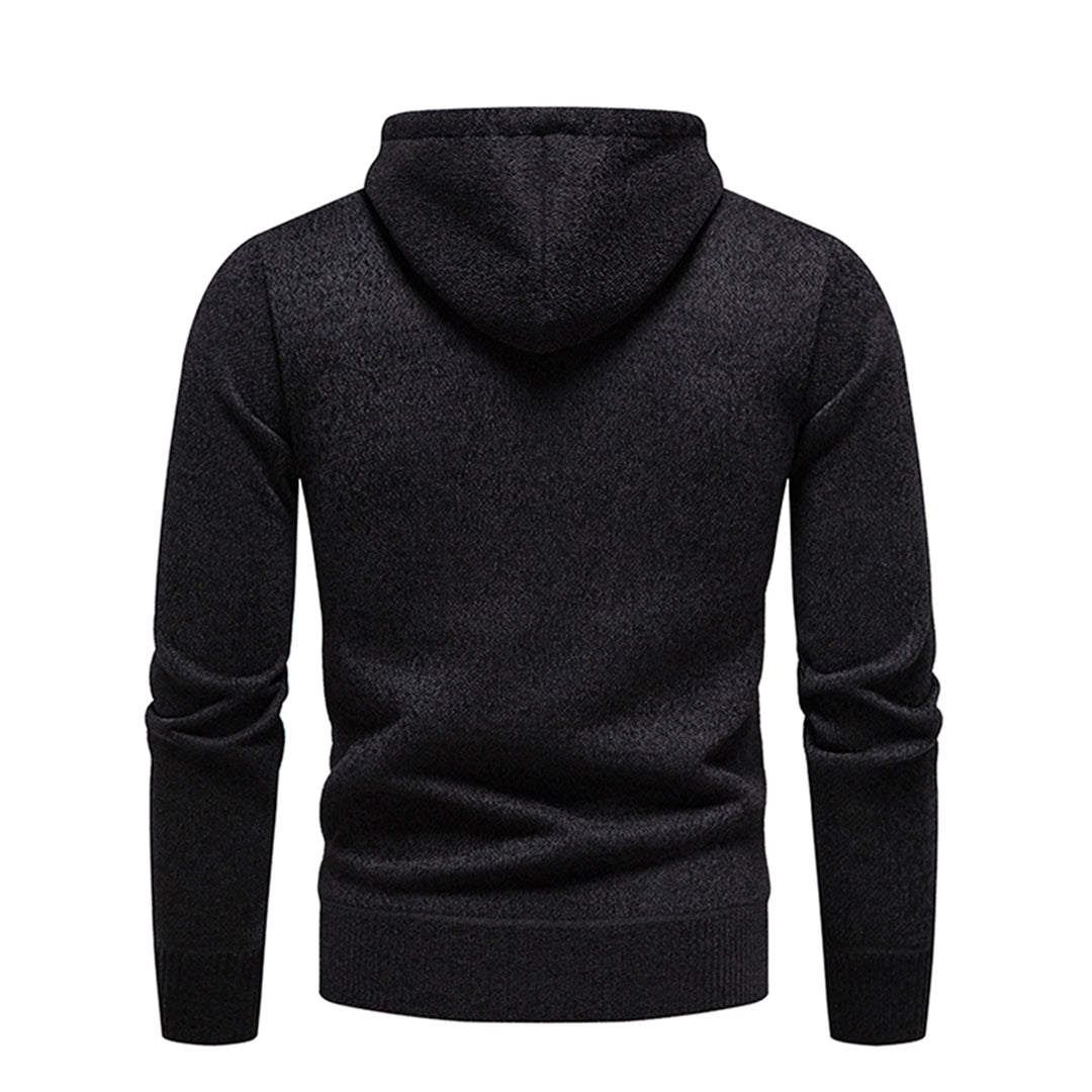 Mens solid color hooded autumn and winter casual sweatshirt Image 3