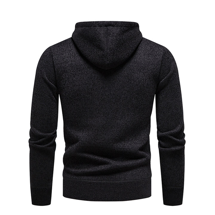 Mens solid color hooded autumn and winter casual sweatshirt Image 3