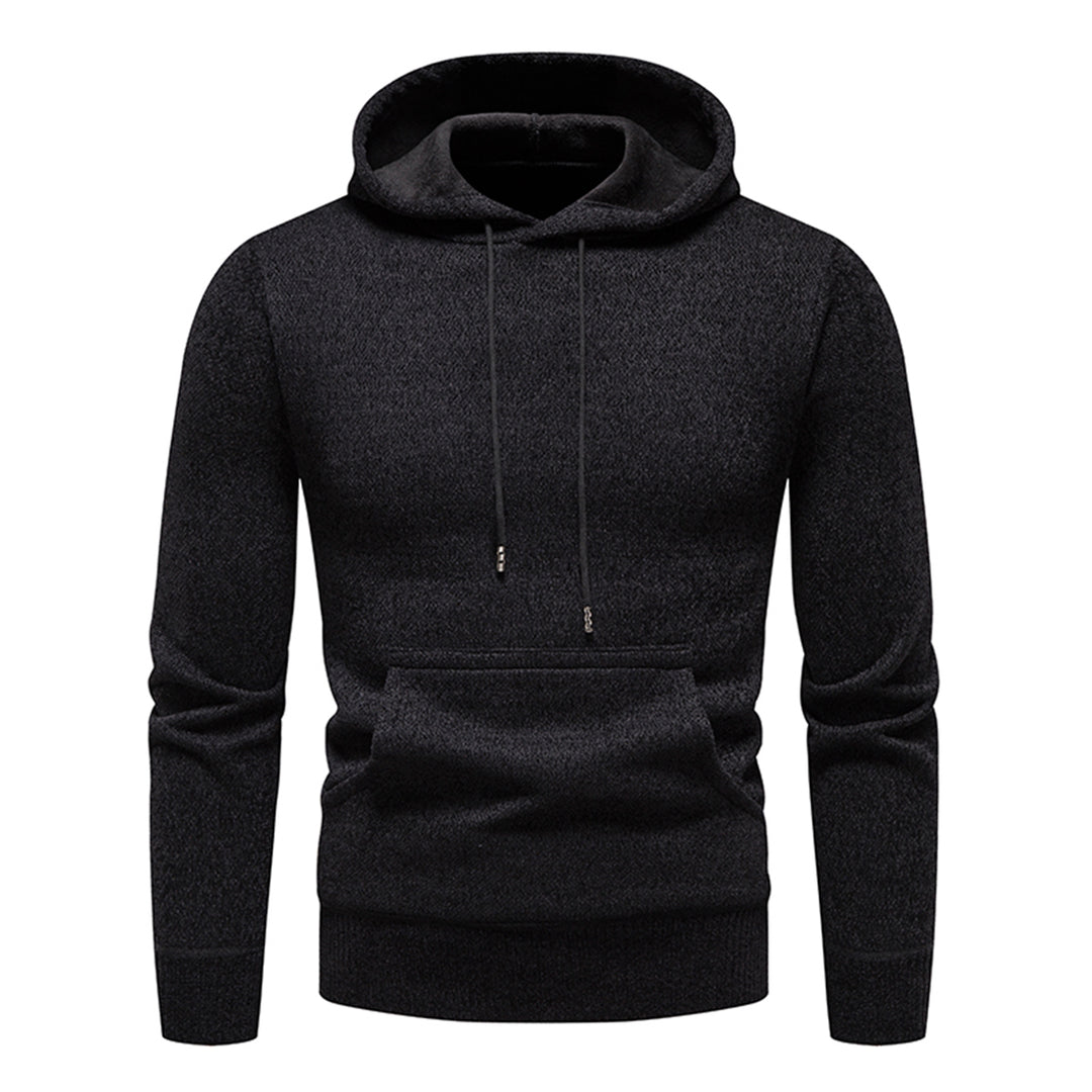 Mens solid color hooded autumn and winter casual sweatshirt Image 1