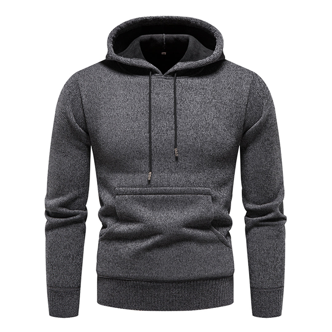 Mens solid color hooded autumn and winter casual sweatshirt Image 4