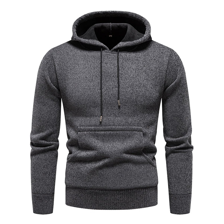 Mens solid color hooded autumn and winter casual sweatshirt Image 1