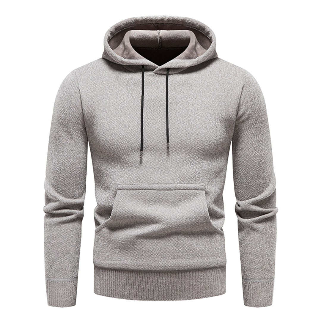 Mens solid color hooded autumn and winter casual sweatshirt Image 1