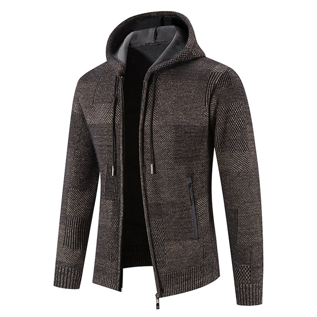 Mens solid color hooded thickened cardigan Image 2