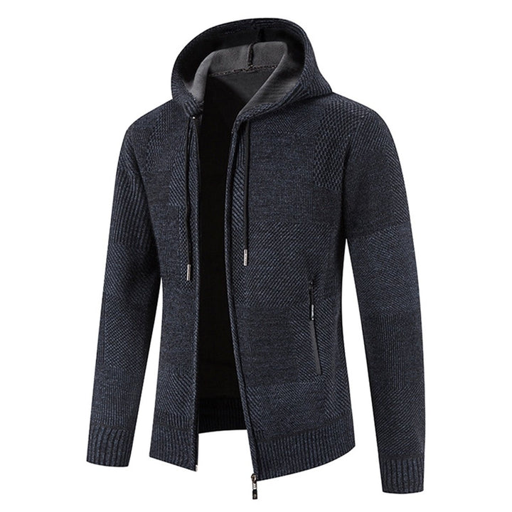 Mens solid color hooded thickened cardigan Image 4