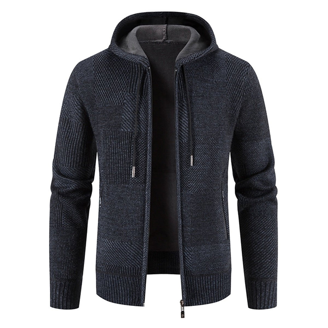 Mens solid color hooded thickened cardigan Image 3