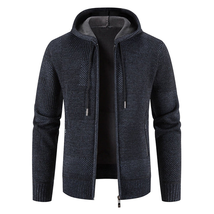 Mens solid color hooded thickened cardigan Image 1