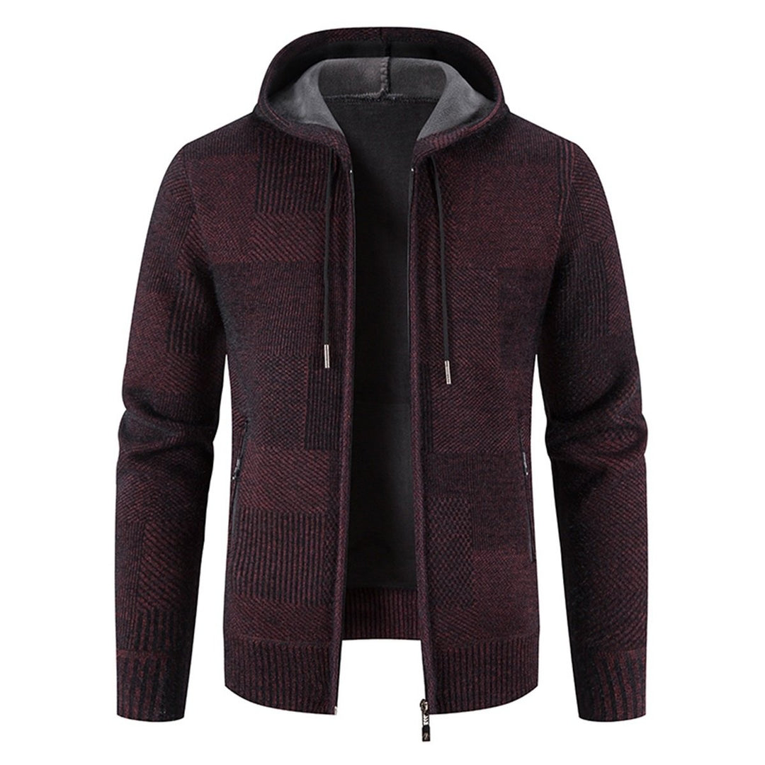 Mens solid color hooded thickened cardigan Image 1