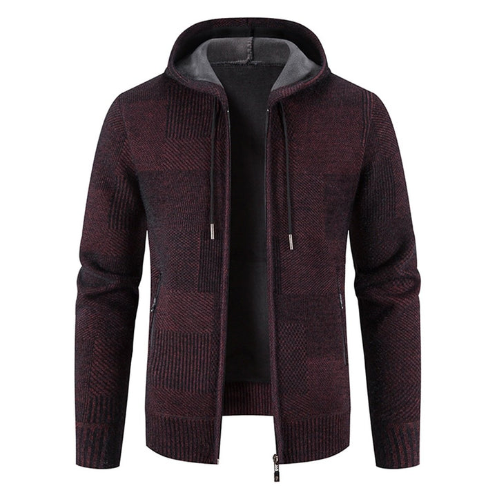 Mens solid color hooded thickened cardigan Image 1