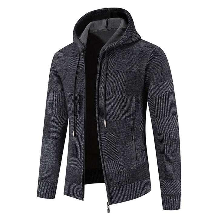 Mens solid color hooded thickened cardigan Image 1