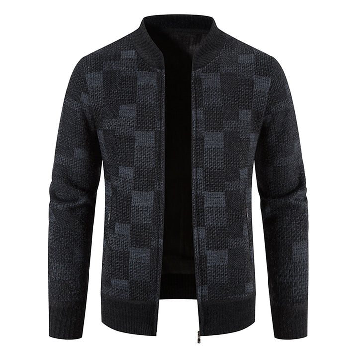 Mens Solid Color Square Casual Knit Cardigan Image 4