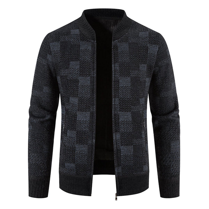 Mens Solid Color Square Casual Knit Cardigan Image 1