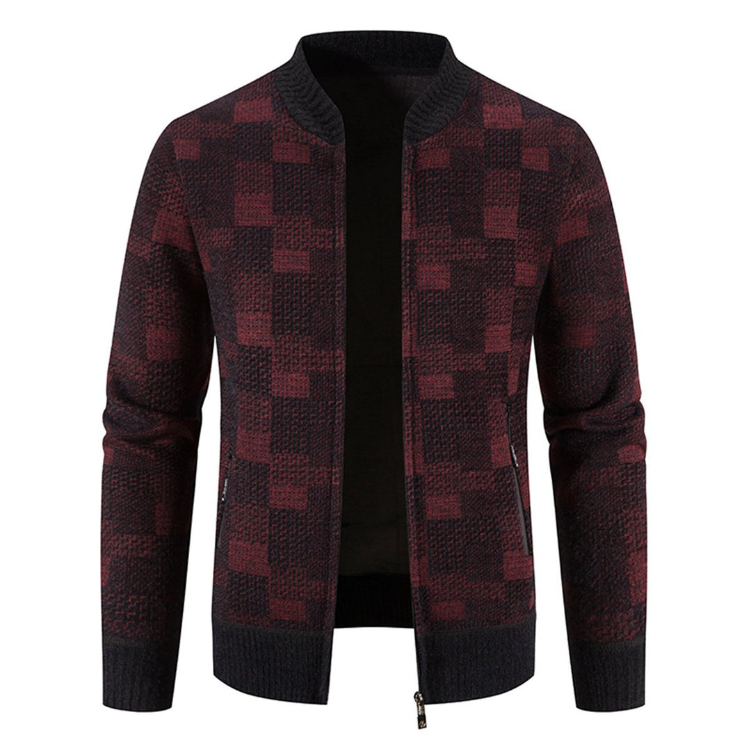 Mens Solid Color Square Casual Knit Cardigan Image 1