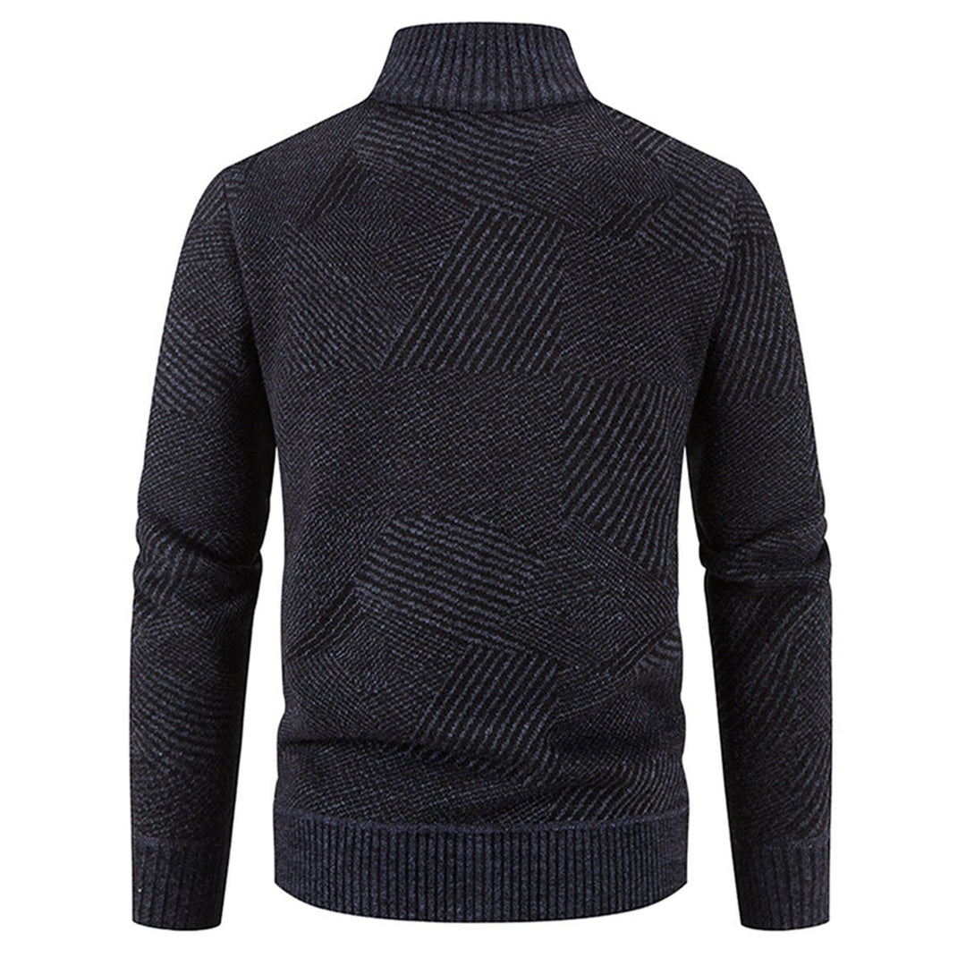 Mens solid color knitted stand collar cardigan Image 1