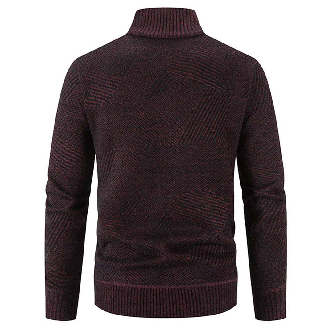 Mens solid color knitted stand collar cardigan Image 1