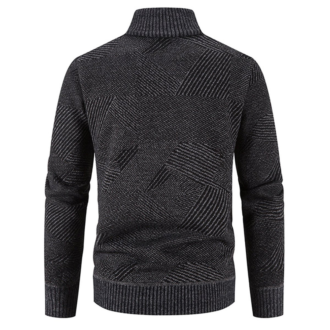 Mens solid color knitted stand collar cardigan Image 1