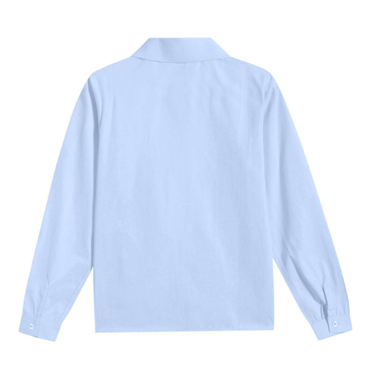 Womens fine solid color lapel long sleeve shirt Image 4