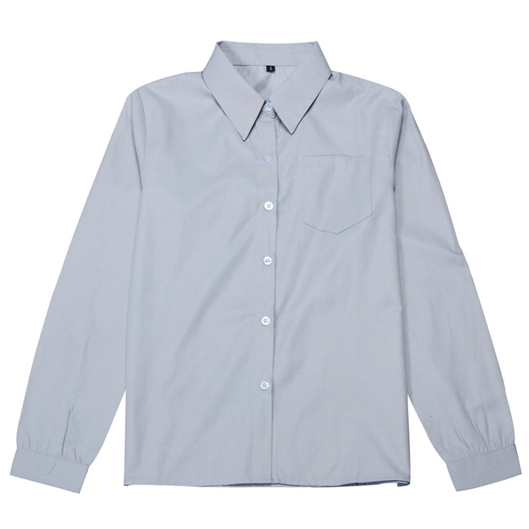 Womens fine solid color lapel long sleeve shirt Image 1