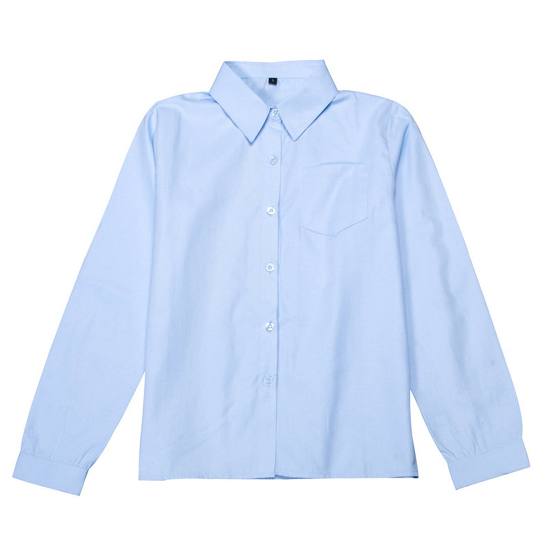 Womens fine solid color lapel long sleeve shirt Image 3