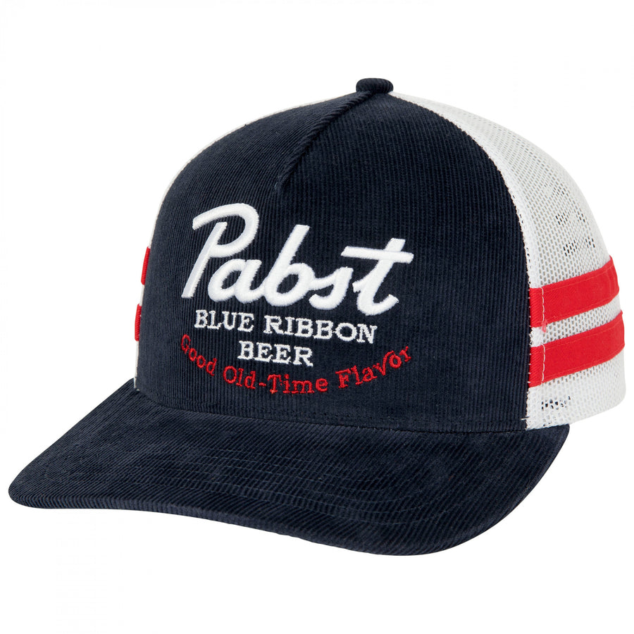 Pabst Blue Ribbon Beer Vintage Adjustable Navy Blue Snapback Trucker Image 1