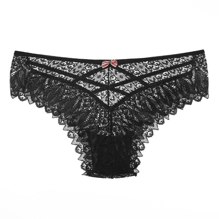 Women Fashion Panties Lace Underwear Low-Waist Thong Hollow Out G String Briefs Solid Comfortable Female Lingerie Image 1