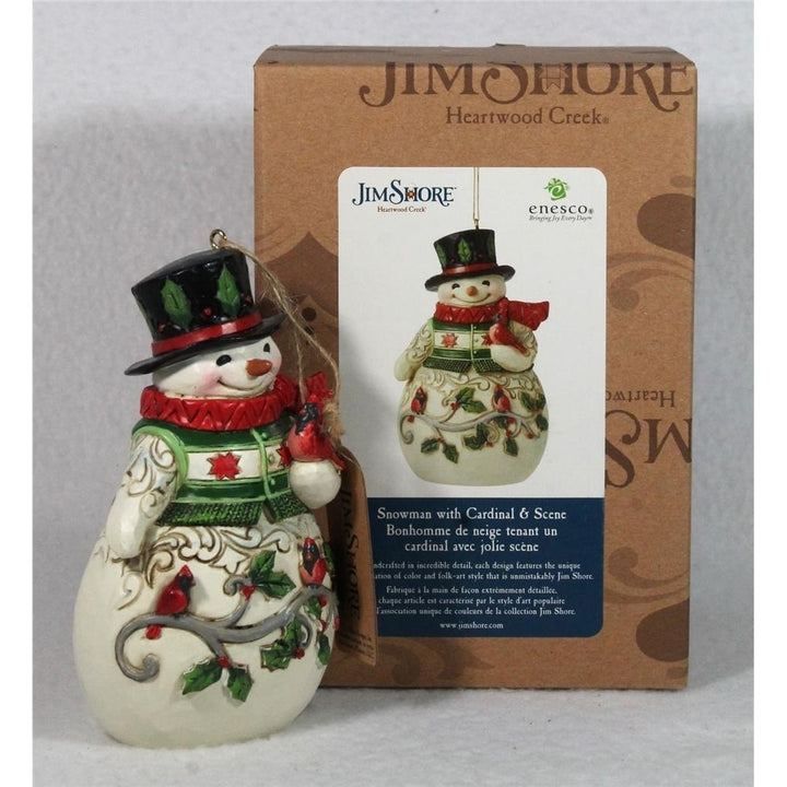 Jim Shore Ornament Snowman with Cardinal and Scene - 2024 - in Box 6015542 Image 4