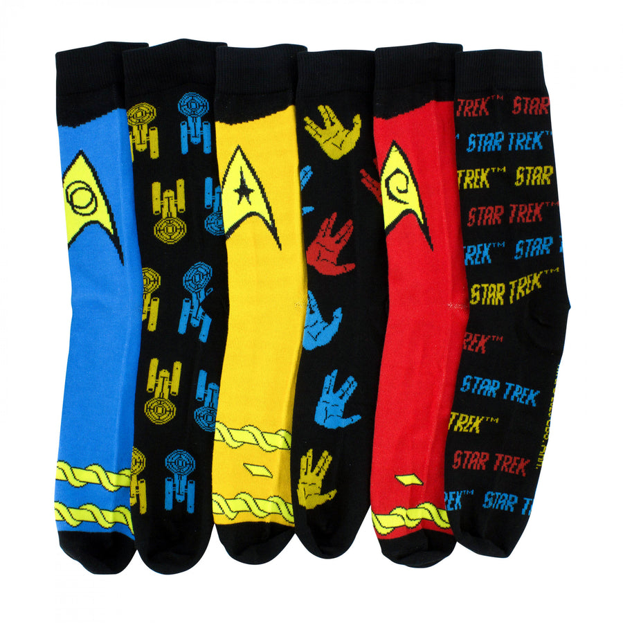 Star Trek Spock Assorted 6-Pack Crew Socks Image 1