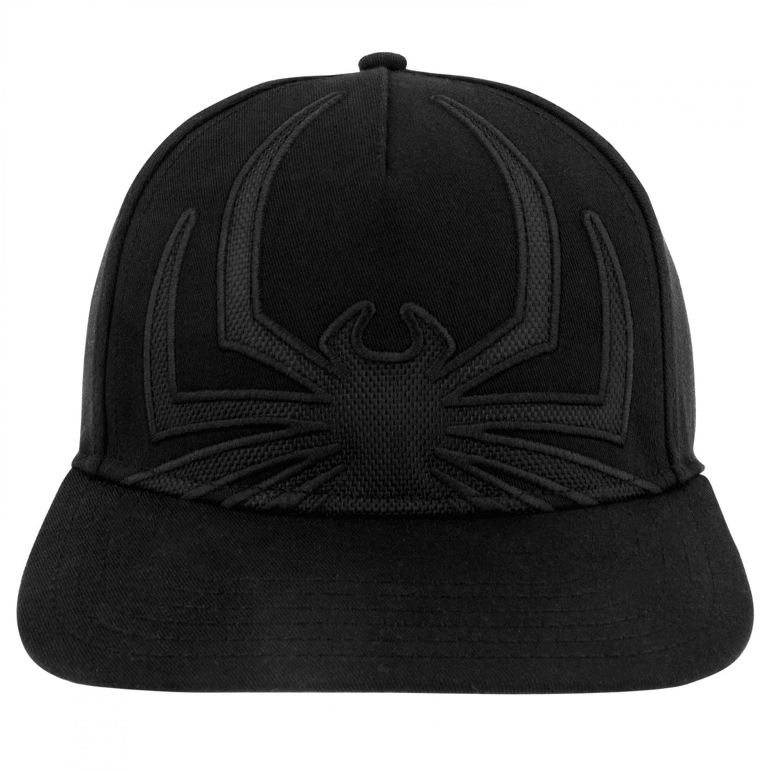 Spider-Man Logo Black on Black Snapback Hat Image 2