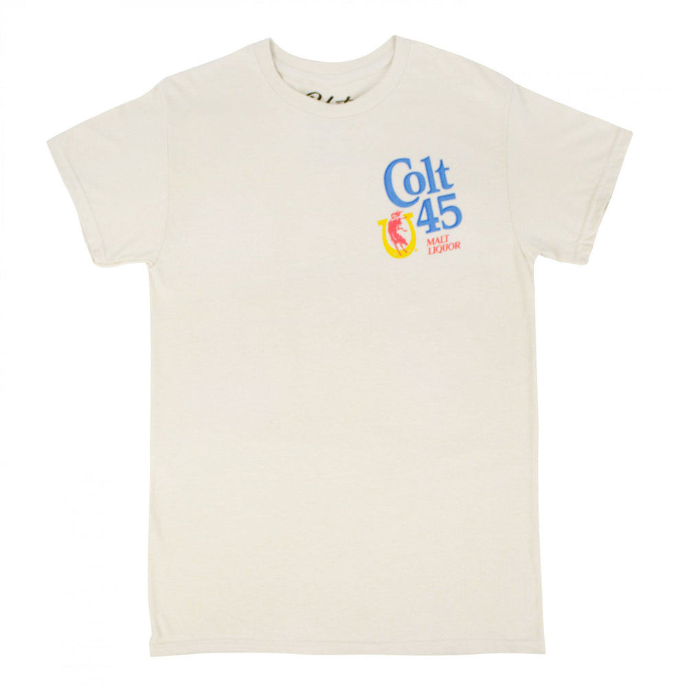 Colt 45 Malt Liquor Beige Colorway Front and Back Print T-Shirt Image 2