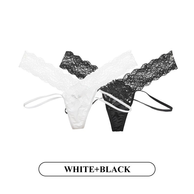 Women Fashion 2PCS/Set Lace Panties Low-waist Temptation Lingerie Femal Cross Strap G String Thong Hollow out Underwear Image 1