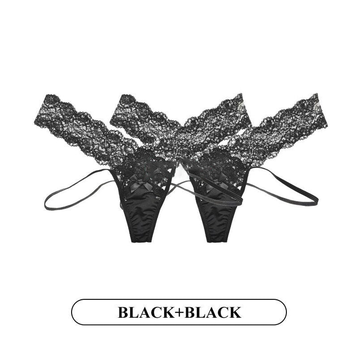 Women Fashion 2PCS/Set Lace Panties Low-waist Temptation Lingerie Femal Cross Strap G String Thong Hollow out Underwear Image 1