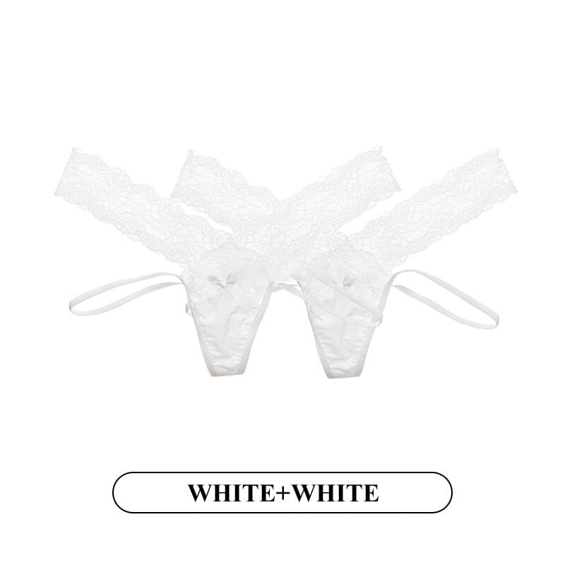 Women Fashion 2PCS/Set Lace Panties Low-waist Temptation Lingerie Femal Cross Strap G String Thong Hollow out Underwear Image 1