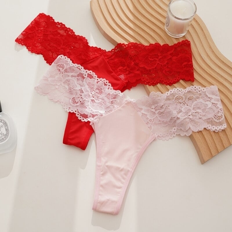 Women Fashion 2Pcs/Lot Lace Lingerie Temptation Low-waist Panties Transparent G String Thong Seamless Underwear Image 1