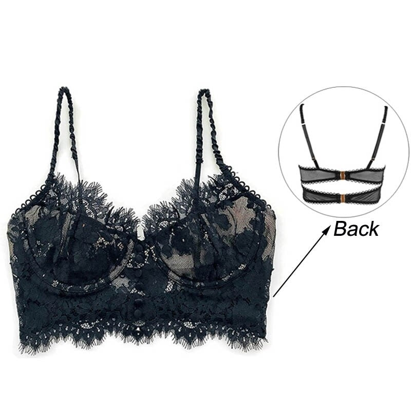 Women Fashion Classic Bra Ultra Thin Lace Underwear Push Up Brassiere Lingerie Transparent Eyelash Bralette Image 1