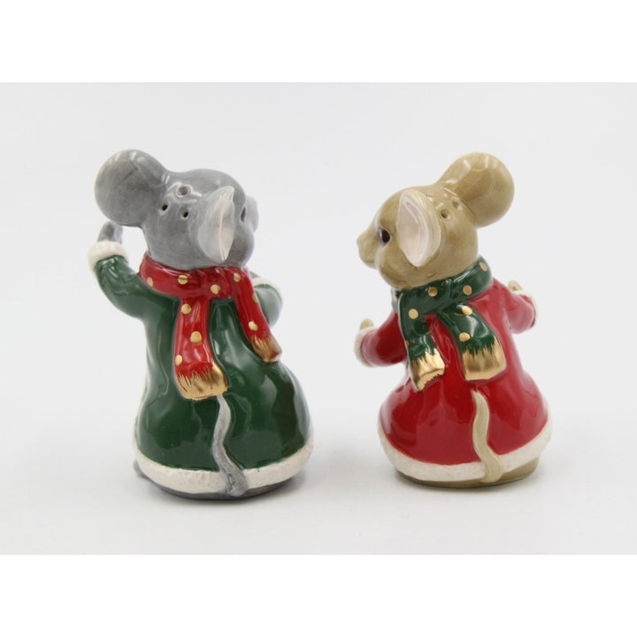 Ceramic Christmas Mice Salt and Pepper Shakers Holiday Dinner Decor Image 3