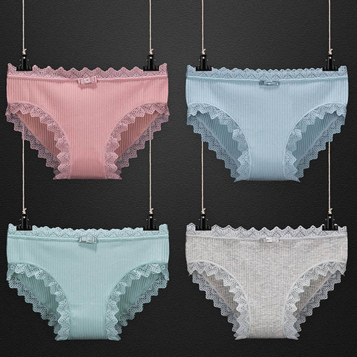 Women Fashion 3pcs Lace Panties Underwear Seamless Cute Bow Briefs Soft Comfort Lingerie Female Underpant Image 4