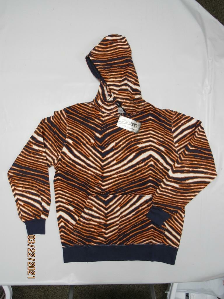 Adult Mens Size S Small Navy Blue Orange White Zubaz Hoodie Image 1