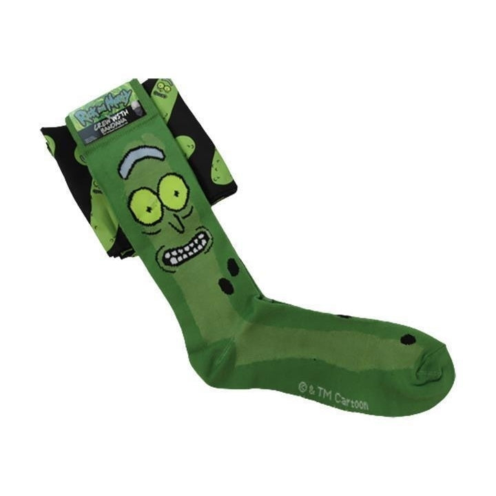 Rick and Morty Pickle Rick Mens Sizes 6-12 OSFA Crew Socks and Bandana Image 1