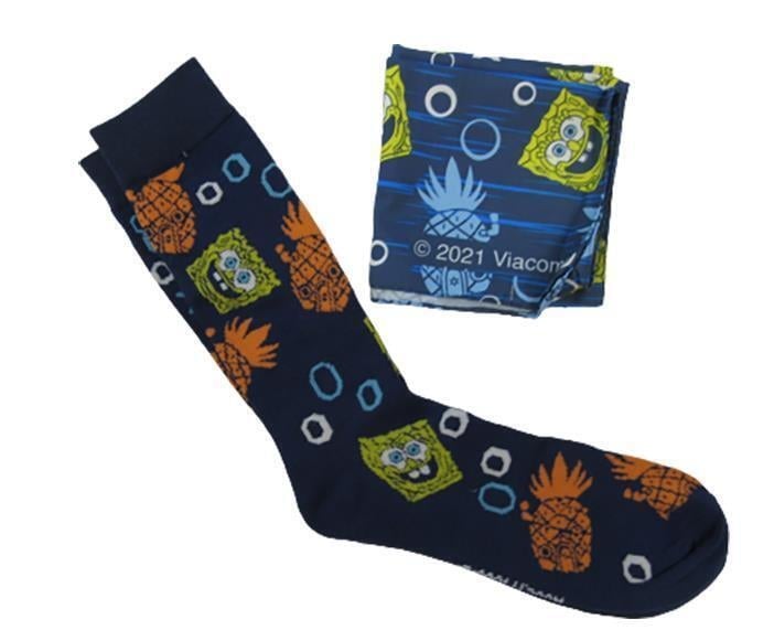 Sponge Bob Square Pants Nickelodeon Mens Sizes 6-12 OSFA Crew Socks and Bandana Image 1