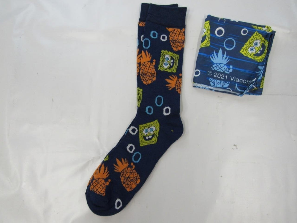 Sponge Bob Square Pants Nickelodeon Mens Sizes 6-12 OSFA Crew Socks and Bandana Image 2