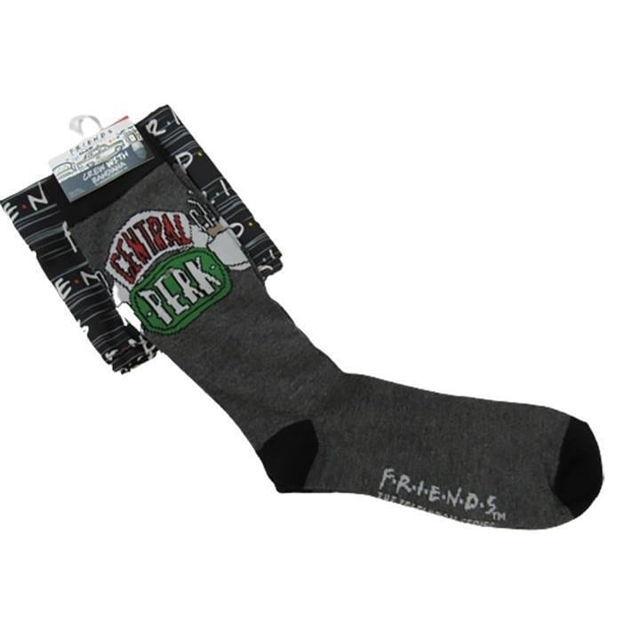 Friends Central Perk Mens Sizes 6-12 OSFA Gray Crew Socks and Bandana Image 1