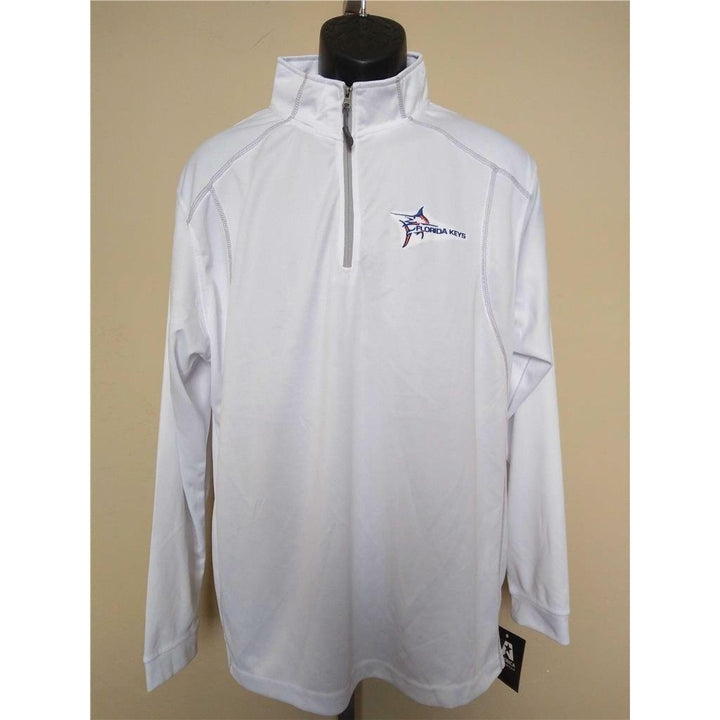 Florida Keys Mens Size M Medium White J. America 1/4 Zip Pullover Image 1