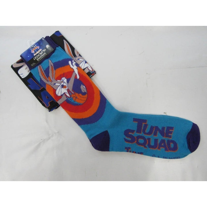 Space Jam Tune Squad Mens Sizes 6-12 OSFA Blue Crew Socks and Bandana Image 4