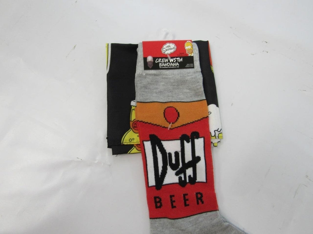 The Simpson Duff Beer Mens Sizes 6-12 OSFA Gray Crew Socks and Bandana Image 2