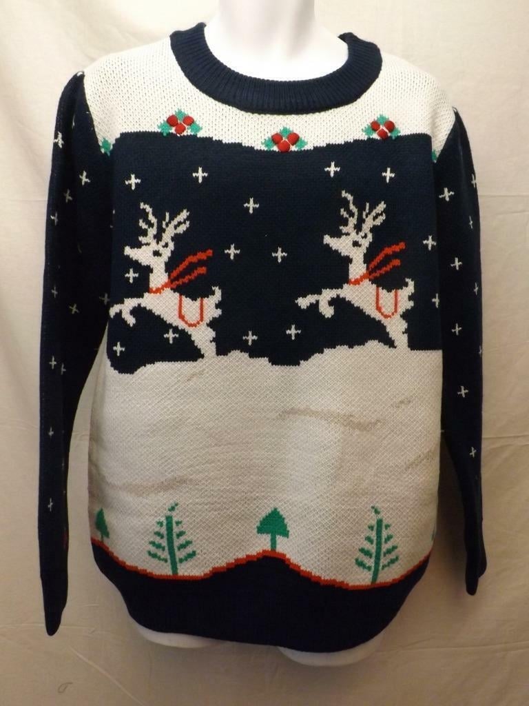 Adult Mens Size M Medium Blue/White Reindeer Christmas XMAS Ugly Sweater Image 2