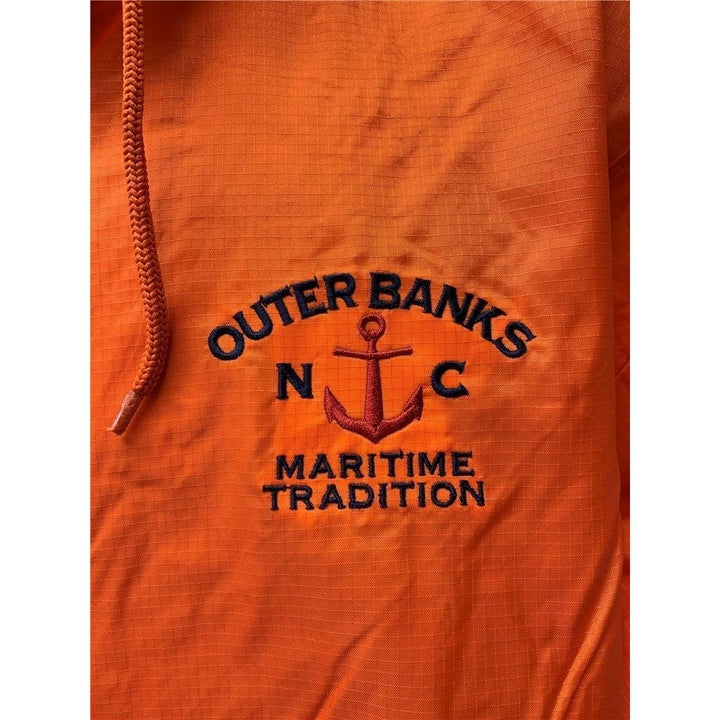 NC Outerbanks Maritime Tradition Mens Size L Orange J.America Windbreaker Image 3