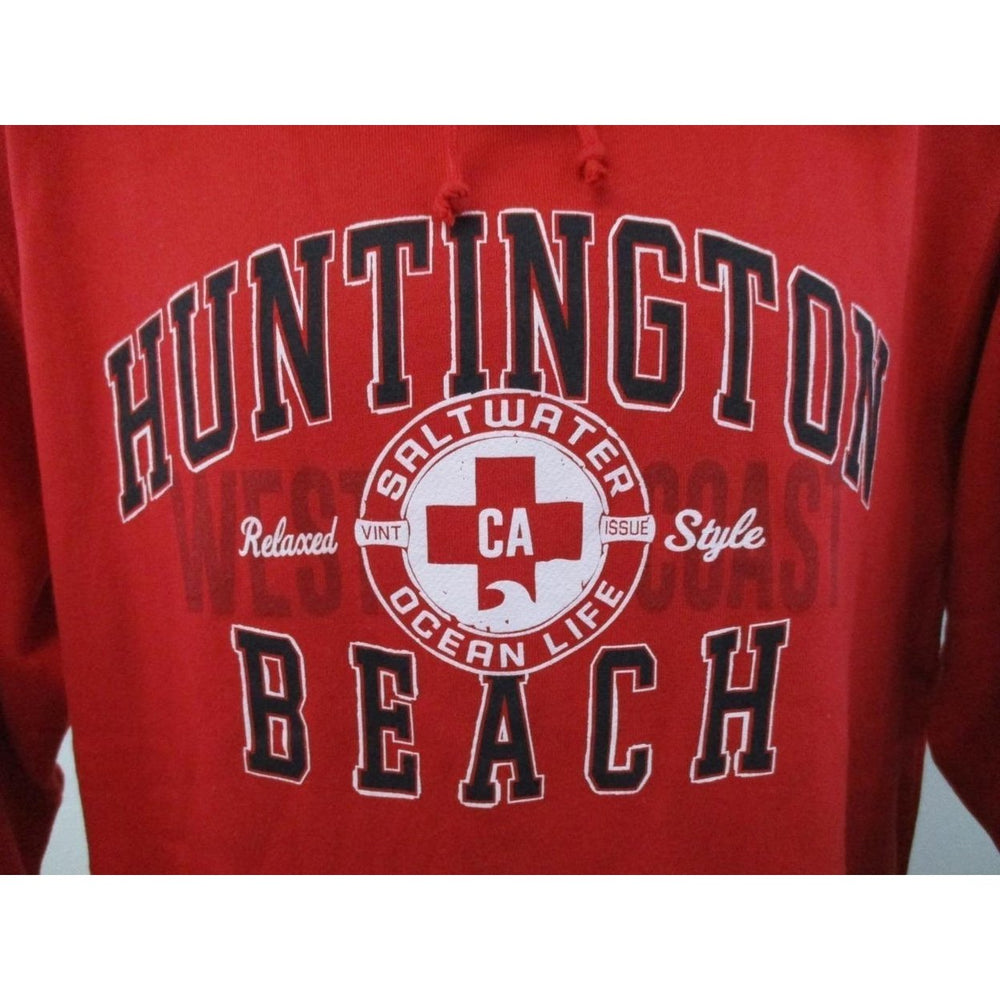 Huntington Beach CA California Adult Mens Sizes M Medium Red Hoodie Image 2