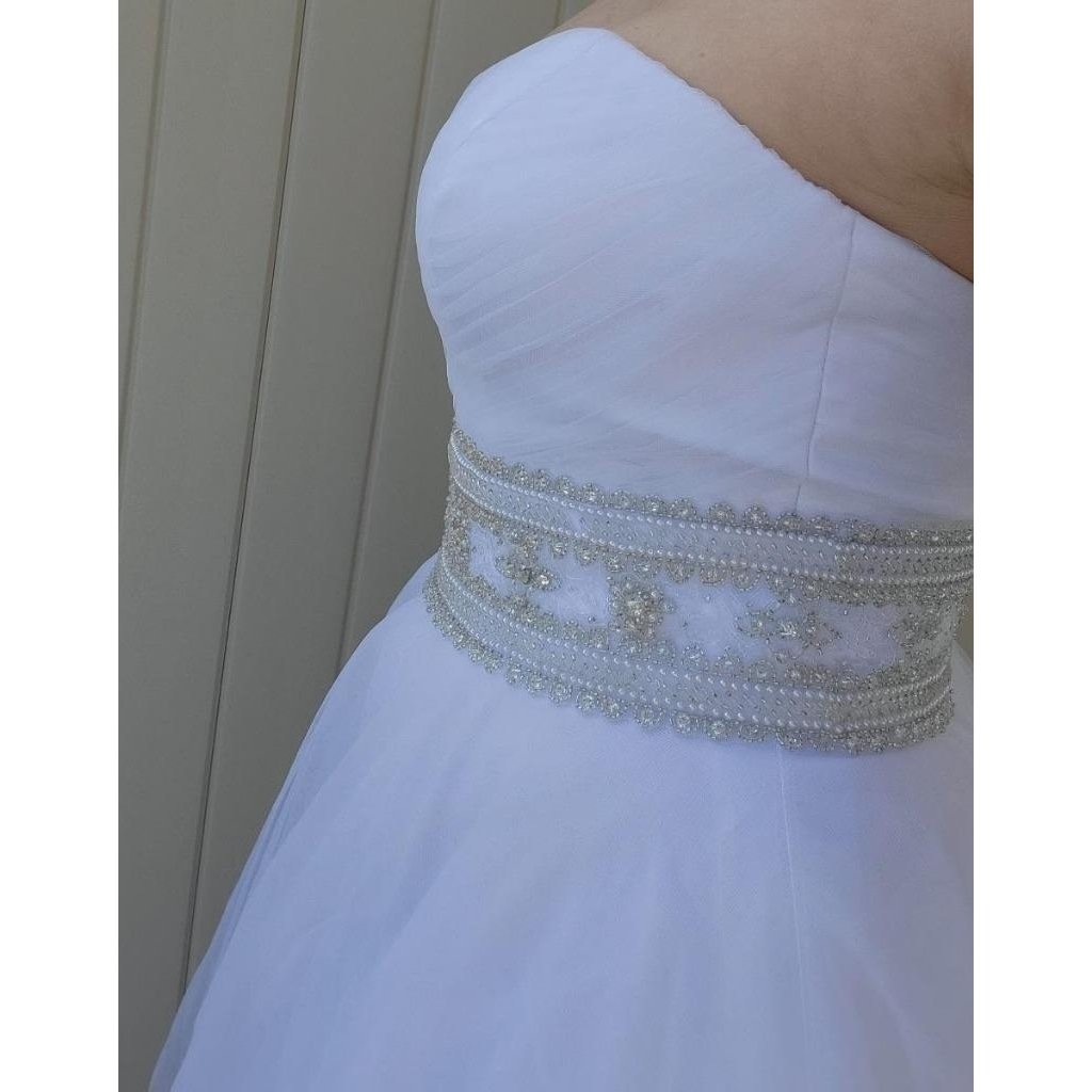 Strapless White Wedding Dress Womens Size 8 Oleg Cassini Davids Bridal 850 Image 3