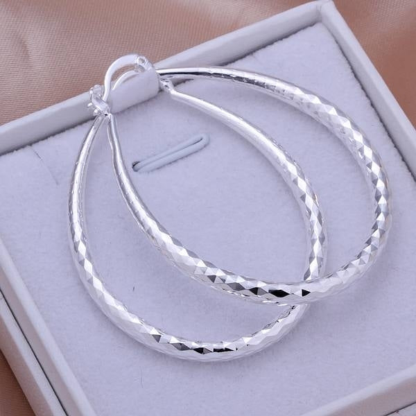 925 Sterling Silver Oval Hoop Earrings Image 1